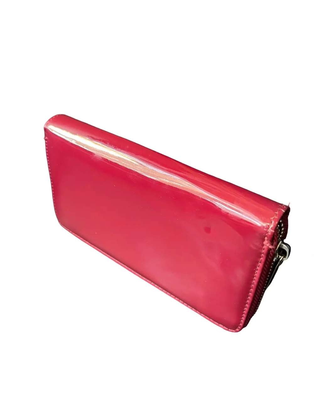 Women's Patent Zip Wallet - Hot Pink
